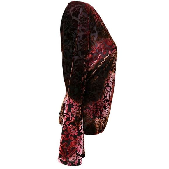 Vtg Susan Lawrence Y2K Top Sz PL Dark Fairy Whimsygoth Velvet Sheer Plum Witchy - Picture 3 of 6